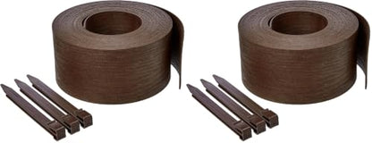 Amazon Basics Flexible Landscape Edging Coil for Garden Border, Flower Beds, Lawn and Pathways, 5 inch x 40ft, Brown, 10 Stakes (Pack of 2) - size: 5" (Pack of 2)