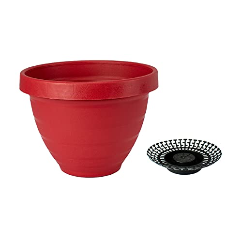 The HC Companies Rings Flower Planter - Self Watering Plant Pots for Herbs & More - Round Lightweight Outdoor & Indoor Planter (12" Warm Red, Pack of 2) - color: Warm Red, size: 12" (Pack of 2)