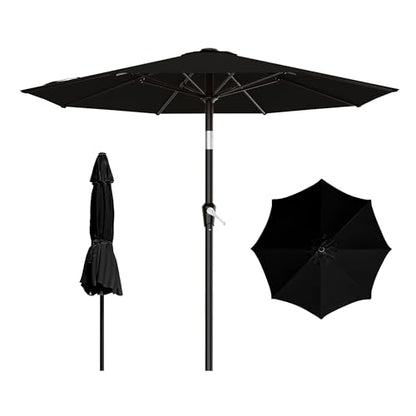 AreShark 9FT Outdoor Patio Umbrella with Tilt and Crank, Black - color: Black, size: 9ft