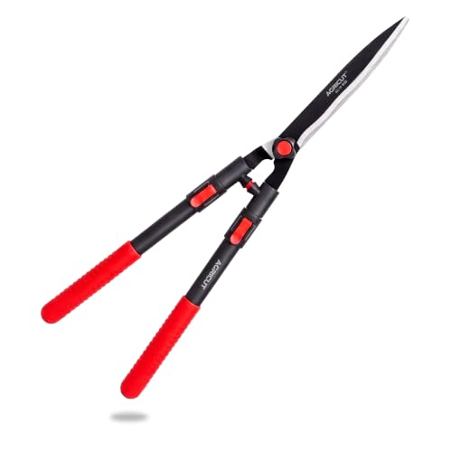 AGRICUT Telescopic Hedge Shears – Heavy Duty Garden Shears with Patented Wavy Blade, High Carbon Steel, Extendable Aluminium Handles 700-930mm – For Precision Trimming of Tall Hedges - style: Wavy Blade (Telescopic)