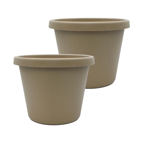 The HC Companies Prima Round Planter Pot, 20 Inch, Sandstone, 2-Pack