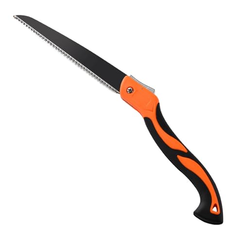 10Inch Precision Folding Saw, Hardened Teeth, Household Hand Saw for Carpentry (RED-BLACK, 10 Inch)