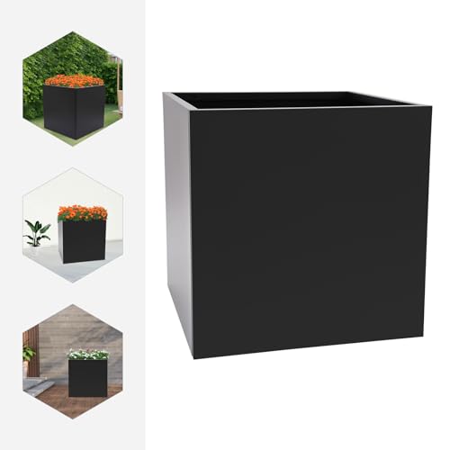 DYNAMI 26x26x26in Black Large Square Planter Box for Outdoor Plants - color: Black, size: 26in