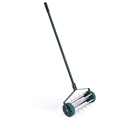 Happytools Rolling Lawn Aerator, Grass Dethatching Manual Aeration Tool with 50 Inch Handle, Gardening Lawn Care Aerators for Yard Garden Lawn - style: HYT-2980