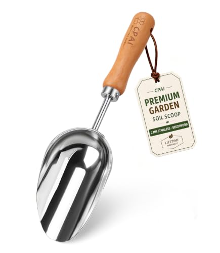 Garden Potting Scoop, Heavy Duty Soil Scoop with 2 mm Stainless Steel