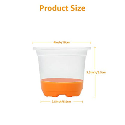 MIXC Clear Nursery Pots with Silicone Base, 4-Inch, 30-Pack - color: Orange, size: 4 Inch