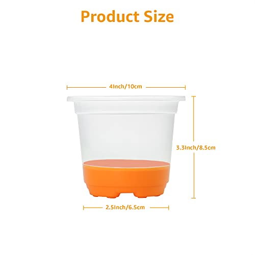 MIXC Clear Nursery Pots with Silicone Base, 4-Inch, 30-Pack - color: Orange, size: 4 Inch
