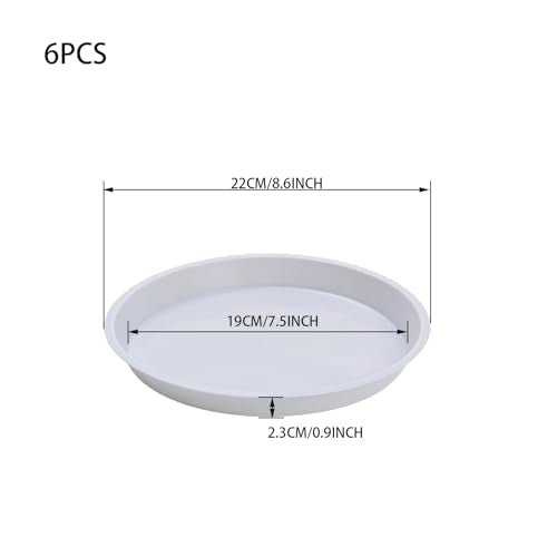 6 Pack 8 Inch White Plant Saucers Plastic Drip Trays for Pots - color: White, size: 8 Inch