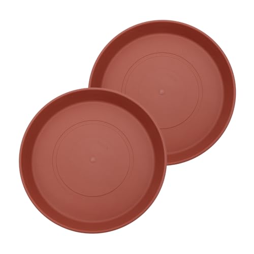 The HC Companies 21 Inch Prima Round Plant Saucer, Lightweight UV-Resistant Plastic Outdoor & Indoor Flower Pot Tray, 2-Pack Plant Pot Trays for Garden & Home Decor, Clay - color: Clay, size: 21", style: Pack of 2