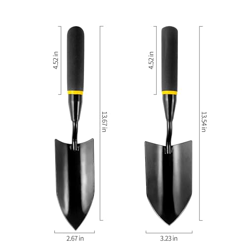 2-in-1 Trowel and Transplanter Gardening Tool Set, Outdoor Hand Tools, with Non-Slip Handle and Protective Blade Covers, Ideal Gardening Gifts for All (Black) - color: Black