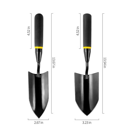 2-in-1 Trowel and Transplanter Gardening Tool Set, Outdoor Hand Tools, with Non-Slip Handle and Protective Blade Covers, Ideal Gardening Gifts for All (Black) - color: Black