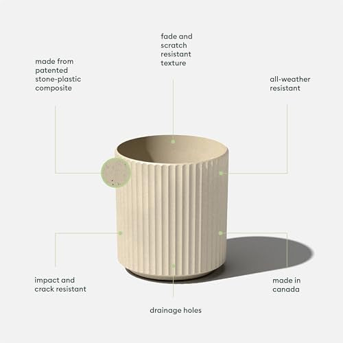 Veradek Demi Series Round Planter for Porch, Patio, Backyard | Durable Plastic-Concrete Material | Modern Décor for Tall Plants, Flowers - color: Sand, size: 12 Inch
