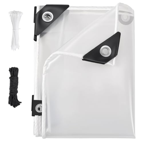 8x19.7FT Heavy Duty Clear Waterproof Tarp,Outdoor Garden Rainproof Covering - size: 8 x 19.7 FT