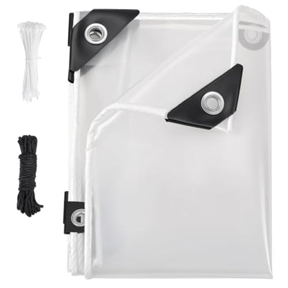 8x19.7FT Heavy Duty Clear Waterproof Tarp,Outdoor Garden Rainproof Covering - size: 8 x 19.7 FT