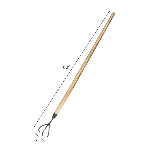 Long Handle 3 Tine Cultivator – 60" Garden Tool for Aeration – Tempered Boron Steel – Ideal for Hard-to-Reach Areas