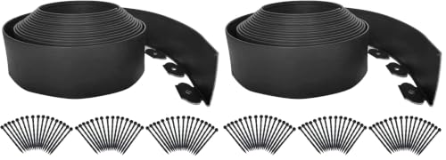 Landscape Edging 33FT,Garden Edging Borders [Extra Tall 4IN High] Flexible Lawn Edging Kit with Total 50pcs Stakes,Plastic Fence Edge DIY for Yard,Tree,Flowerbeds,Landscaping,Grass -Black (Pack of 2) - color: Black, size: 4IN x 33 FT (Pack of 2)