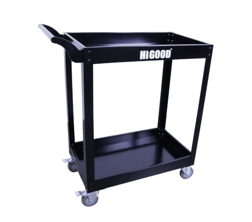 Heavy Duty Service Utility Cart,2 Shelf Steel, 800-Pound Capacity, 35.6 x 18.1x38-Inch Black - color: Black