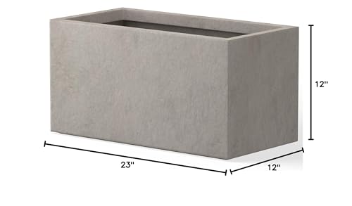 Kante Rectangular Weathered Concrete Planter 23" L 12" H Home & Outdoor - color: Weathered Concrete, size: 23.2"x12"x11.8"