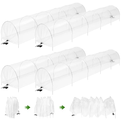 4 Pack 10ft Mini Garden Greenhouse Tunnel Net Cover - color: Clear