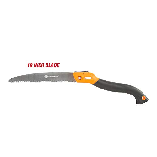 GreatNeck PRS10 10" Folding Pruning Saw | Cut Branches up to 6 Inches in Diameter | Compact Saw – 10 Inch Blade, 12 Inch Total Length | Camping & Gardening Saw | Carbon Steel Saw Blade