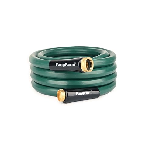 15FT Rubber Garden Hose, 5/8 in, 3/4 GHT Brass Fittings - size: 15FT