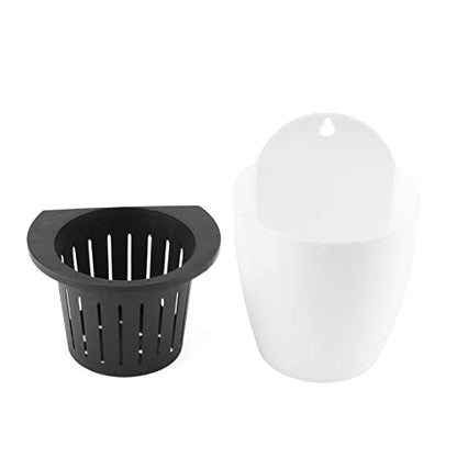 LEXININ 12 Pack 4 Inch Self Watering Hanging Planter, White Plastic Wall Mounted Planter Pots with Cotton Rope and Hook, Vertical Flower Pot for Plant Garden
