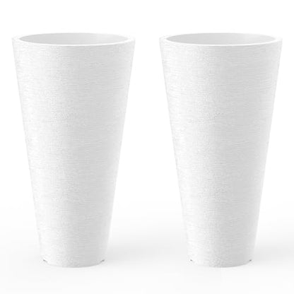 Kante Set of 2 White Plastic Round Planters 18" Tall Home & Outdoor - color: White, size: 18" H