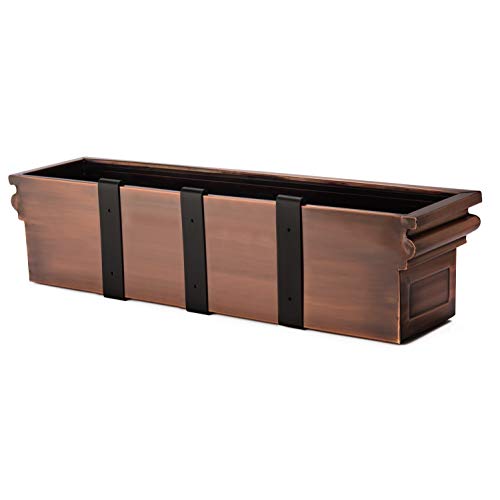H Potter 36" Copper Finish Window Box Planter with Iron Brackets