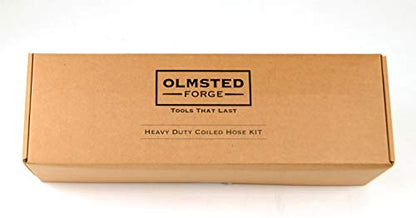 Hose Kit: 1/2" ID x 25' HP Quality Coiled Hose (Charcoal Gray) with Metal Body Spray Nozzle and Brass Quick Release Swivel Connector - size: 1/2" ID Hose Kit