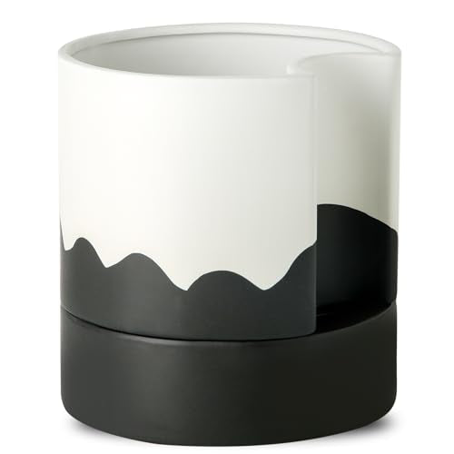 Nihow Self Watering Plant Pot, 8 Inch, White & Wave Black - color: White & Wave Black, size: 8" Self Watering