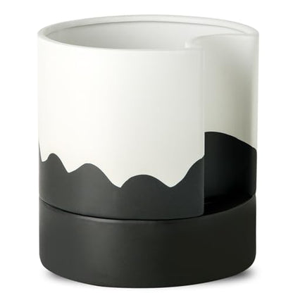 Nihow Self Watering Plant Pot, 8 Inch, White & Wave Black - color: White & Wave Black, size: 8" Self Watering