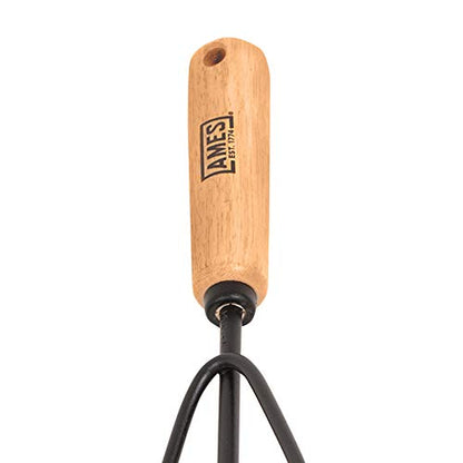 AMES 2446300 Tempered Steel Hand Cultivator with Wood Handle, 11-Inch, Brown - style: Wood Handle Hand Cultivator