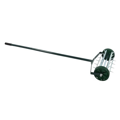 Push Lawn Aerator 57" Handle, 1.4" Rolling Spikes Durable Galvanized Steel, Manual Core Aeration Tool for Compacted Soil, Rustproof, Easy Assembly