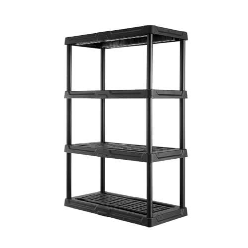 CENTREX 4-Tier Heavy Duty Plastic Storage Shelves for Garage, Black - style: 4-Tier (1 Pack)
