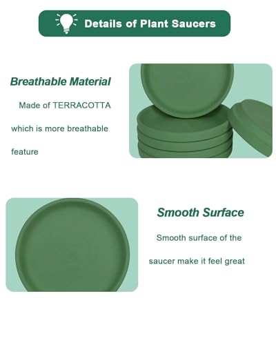 vensovo 8 Inch Green Terracotta Plant Saucers, 4 Pack Large Clay Trays - color: Green