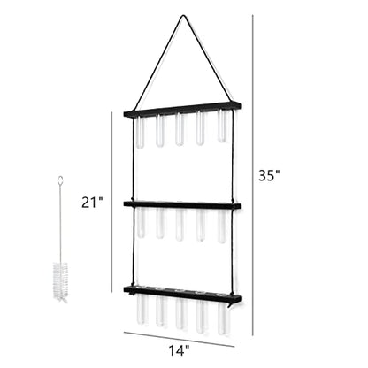 Mkono Plant Propagation Station, 3 Tier Black Wall Hanging Vase Test Tubes - color: Black, size: Medium