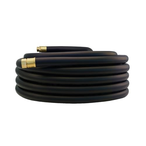Guitrees 75FT ×1 inch Heavy Duty Rubber Garden Hose - 200psi Working, 1000psi Burst - Hot/Cold Water - Five-Layered Braiding for Durability - Versatile for Gardening, Agriculture, Construction(Black) - color: Black, size: 1"× 75'