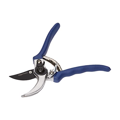 Amazon Basics Professional Bypass Pruning Shears, Garden Clippers, 8-inch Steel Hand Pruners, Rust Resistant with Ergonomic Non-Slip Grip for Trimming Plants and Cutting Flowers, Blue - size: 8-inch
