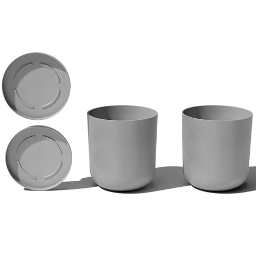 Veradek Mason Series Lima Planter & Drip Tray - Large Round Outdoor Planter - color: Gray, size: 20 inches - 2 Pack with Saucers