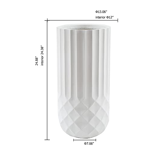 LuxenHome Planter for Outdoor Indoor Plants 25" H White Tall MgO Plant Pots - color: White 25"