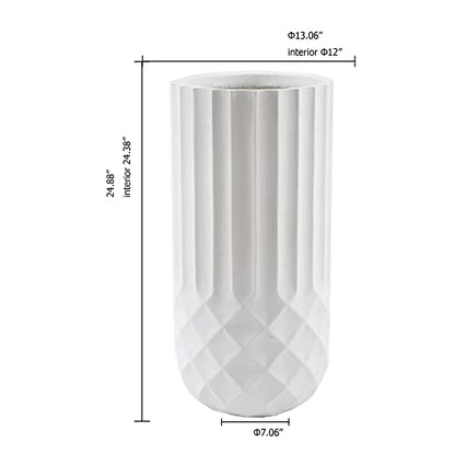 LuxenHome Planter for Outdoor Indoor Plants 25" H White Tall MgO Plant Pots - color: White 25"