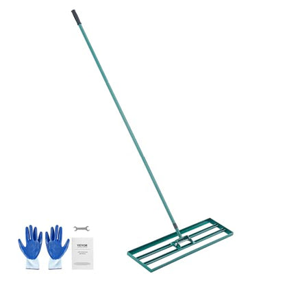 VEVOR Lawn Leveling Rake, 36“ x10 Level Lawn Tool, Heavy-Duty Lawn Leveler with 78"" Steel Extended Handle, Yard Leveling Rake Suit for Garden, Golf Lawn, Farm, Green - size: 36x10 in, style: Classic: Alloy