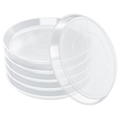 FUIJOL Clear Plant Saucer 12 14 16 18 20 Inch, Durable Plant Drip Trays Saucers for Pots, No Holes Water Catcher Trays for Indoor Outdoor Planter, Sturdy Base Plate(14", Clear) - size: 14"-6Pack