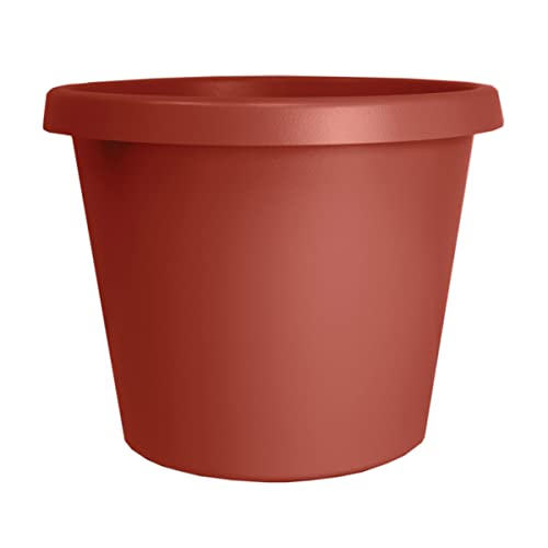 The HC Companies 20 Inch Round Prima Planter - Large Plastic Plant Pot with Rolled Rim for Indoor Outdoor Plants Flowers Herbs, Clay