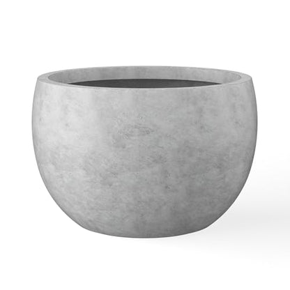 Kante Accent Round Bowl Pale Gray Concrete Planter 15.7" Dia, Outdoor - color: Natural Concrete, size: 15.7" d