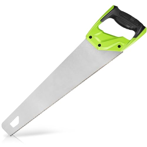 Auto Dynasty 17" Wood Handsaw Hand Cuts Hardpoint Hand Saw Fine-Cut with Non-Slip Comfort Grip for Sawing, Trimming, Gardening, Cutting Wood, Drywall, Plastic Pipes, Sharp Blade, Green - style: 17" Hand Saw