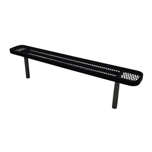 COATEDOUTDOORFURNITURE Bench, Black, Expanded, 6Ft, No Back, Inground - color: Black, size: 6 Ft, No Back Inground