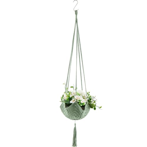 Shappy 1 Pack Boho Macrame Plant Hanger for Indoor - color: Sage Green, size: Style A
