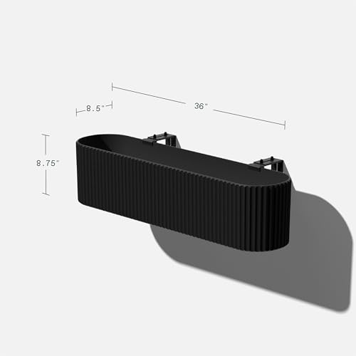 Veradek Demi Series Railing Planter - Round Window Box with Bracket - color: Black, size: 36 inch - 2 Pack