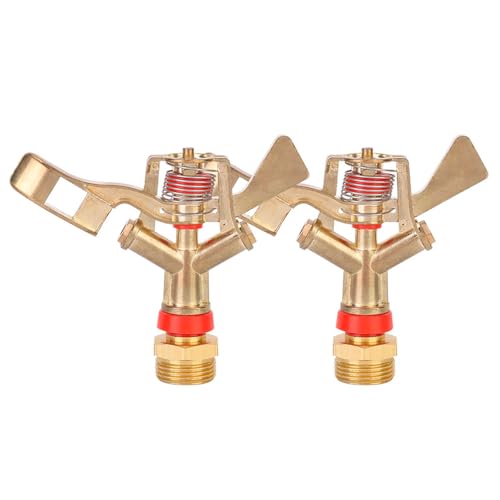 2Pcs Impact Sprinkler Head, 25mm Zinc Alloy Irrigation Garden Rocker Arm Sprinklers Nozzle Heads Male Thread Watering Sprinkler for Yard and Grass Irrigation - color: 2PCS